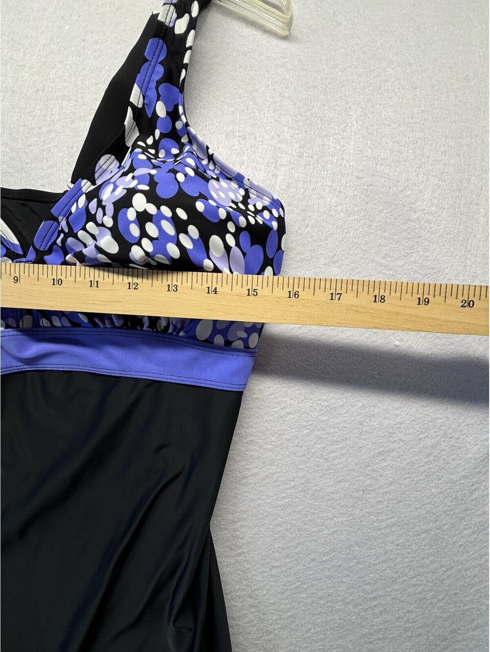 Women’s Tankini Swimsuit Set Black Purple Blue Polka Dot Swim Dress Shorts XL - Picture 4 of 10